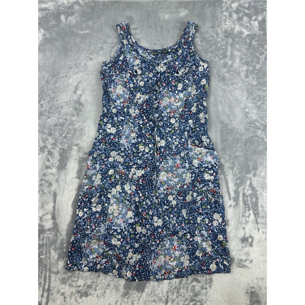 Eddie Bauer Blue Ditsy Floral Midi Dress Womens Size 6 Blue Floral Cottagecore